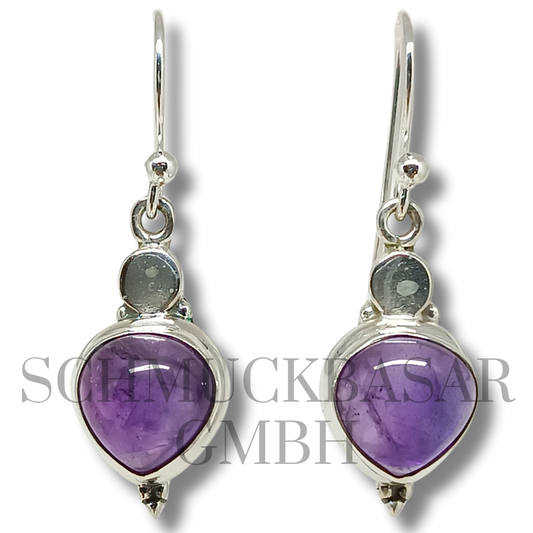 SILVER AMETHYST STONE EARRINGS