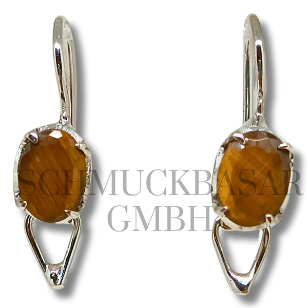 SILVER TIGER EYE STONE EARRINGS