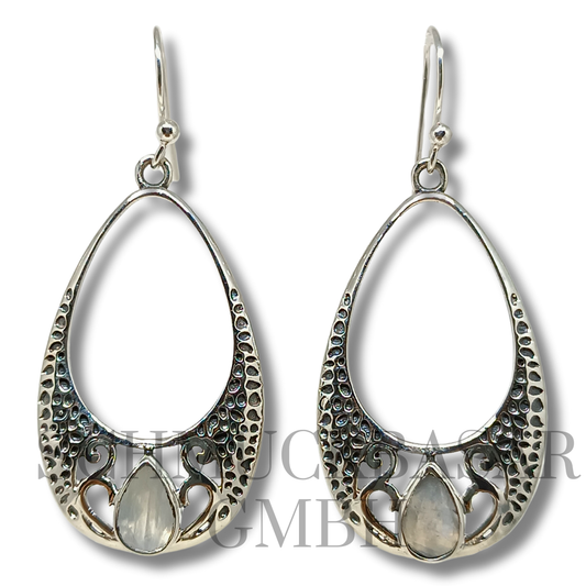 SILVER R.MOONSTONE STONE EARRINGS