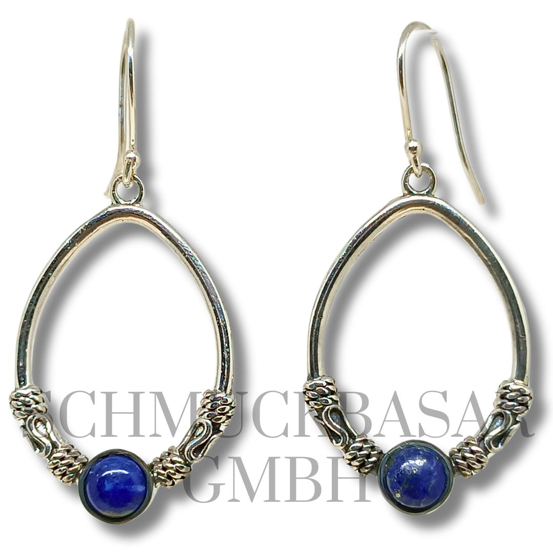 SILVER LAPIS LAZULI STONE EARRINGS