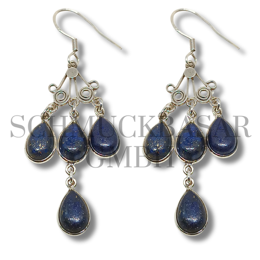 SILVER LAPIS LAZULI STONE EARRINGS