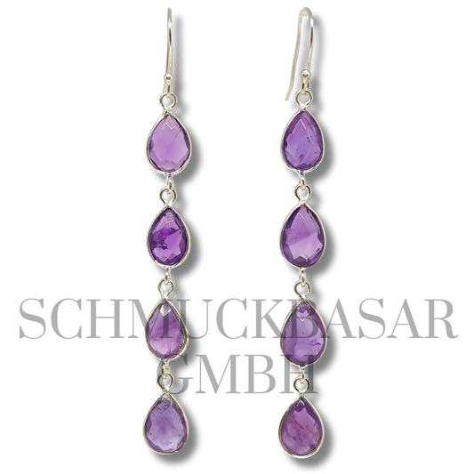 SILVER AMETHYST STONE EARRINGS