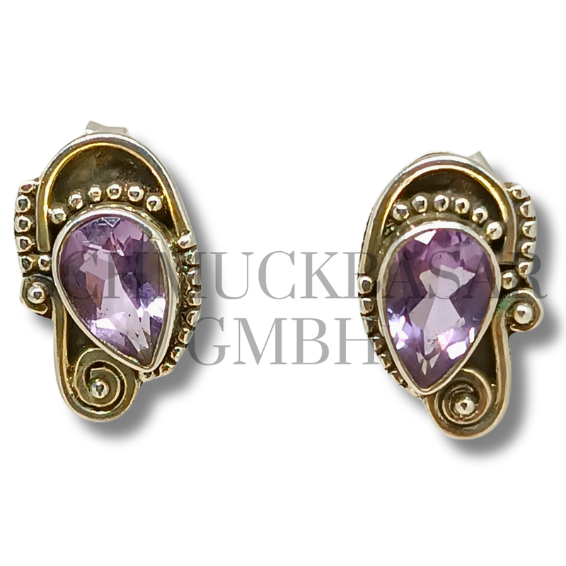 SILVER AMETHYST STONE EARRINGS