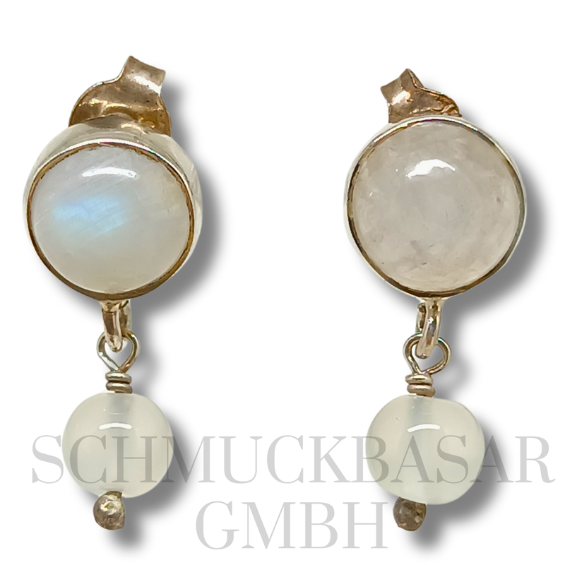 SILVER R.MOONSTONE STONE EARRINGS