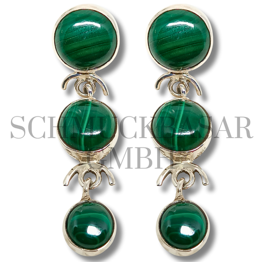 SILVER MALACHITE STONE EARRINGS