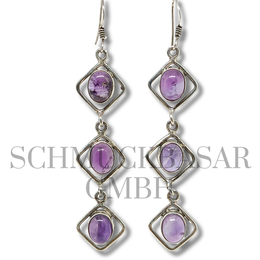 SILVER AMETHYST STONE EARRINGS