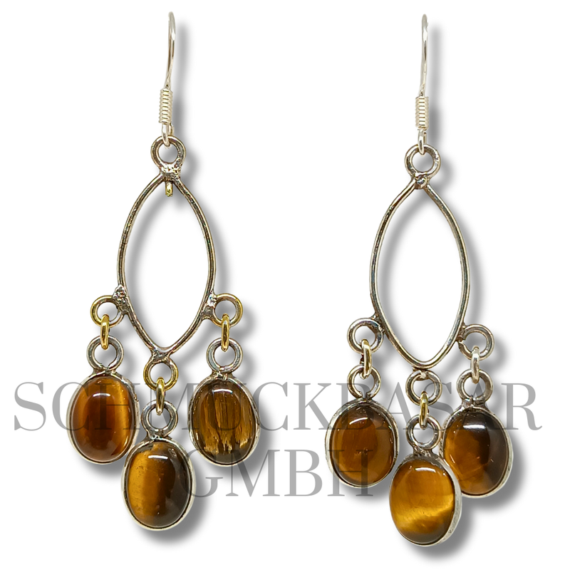 SILVER TIGER EYE STONE EARRINGS