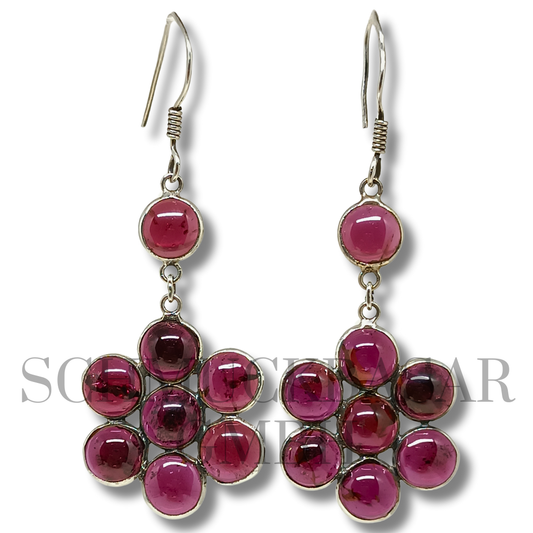 SILVER GARNET STONE EARRINGS