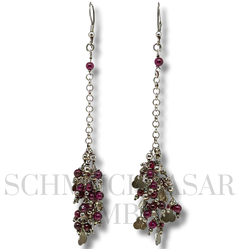 SILVER GARNET STONE EARRINGS