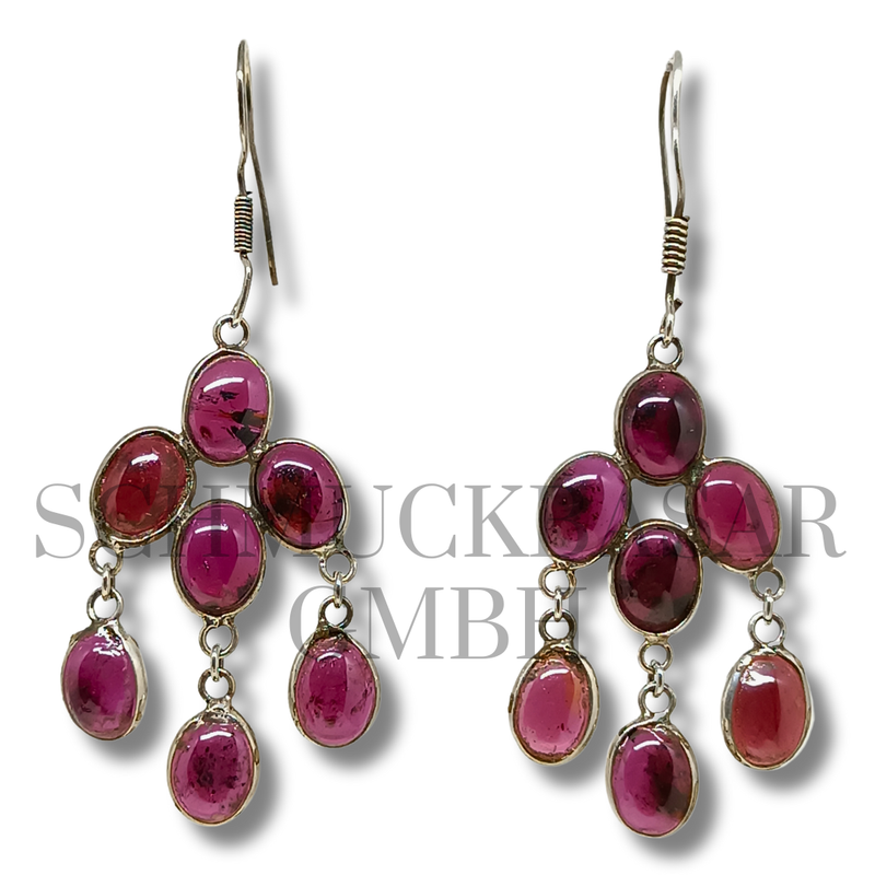 SILVER GARNET STONE EARRINGS