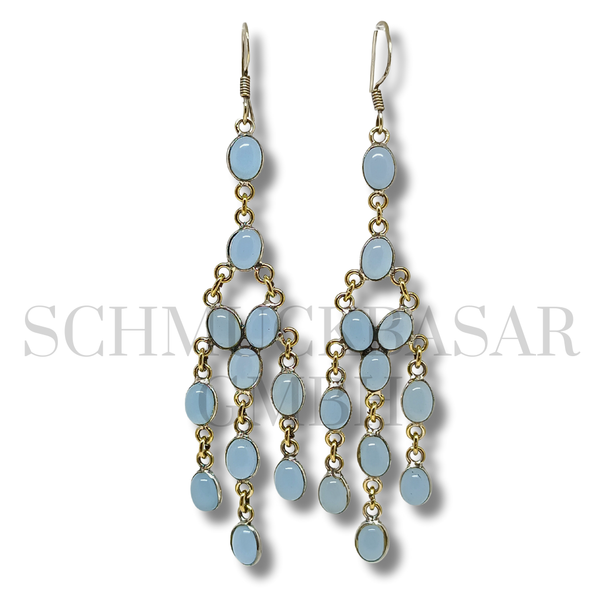 SILVER BLUE CHALCEDONY STONE EARRINGS