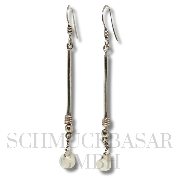 SILVER R.MOONSTONE STONE EARRINGS