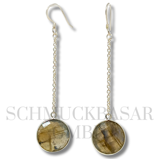 SILVER LABRADORITE STONE EARRINGS