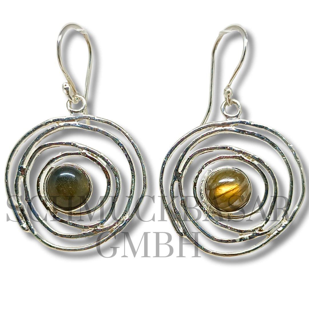 SILVER LABRADORITE STONE EARRINGS