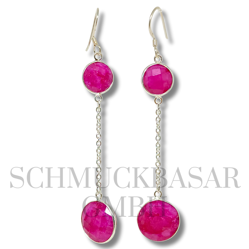 SILVER RUBY STONE EARRINGS