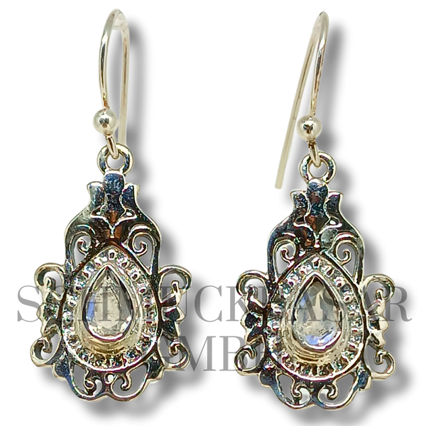 SILVER R.MOONSTONE STONE EARRINGS