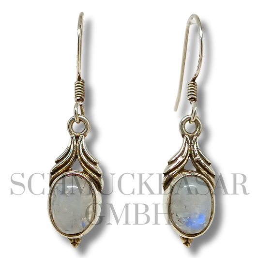 SILVER R.MOONSTONE STONE EARRINGS