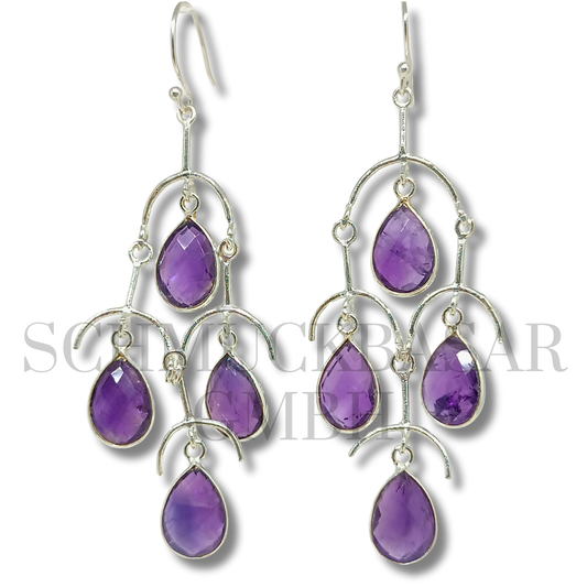 SILVER AMETHYST STONE EARRINGS