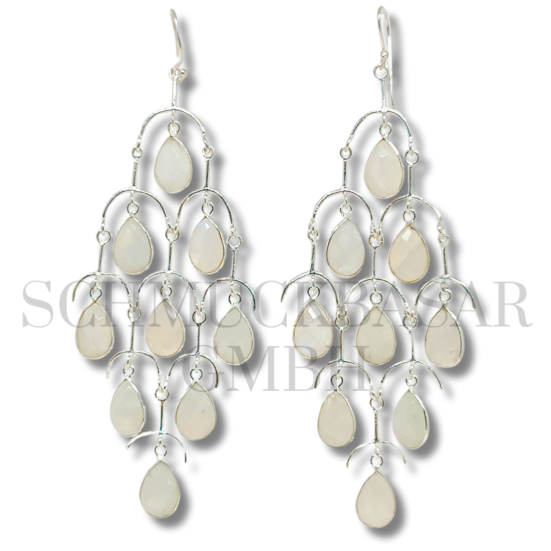 SILVER R.MOONSTONE STONE EARRINGS