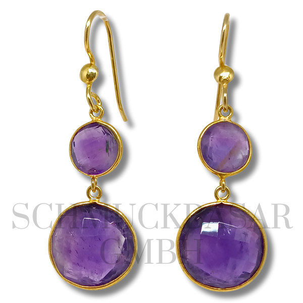 GOLD PLATED AMETHYST STONE EARRINGS