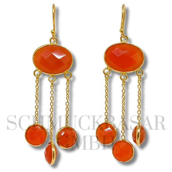 GOLD PLATED CARNELIAN STONE EARRINGS