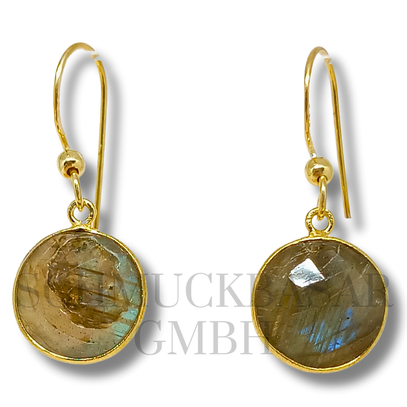 GOLD PLATED LABRADORITE STONE EARRINGS