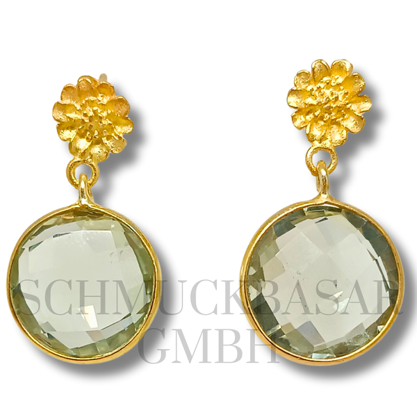 GOLD PLATED CRYSTAL STONE EARRINGS