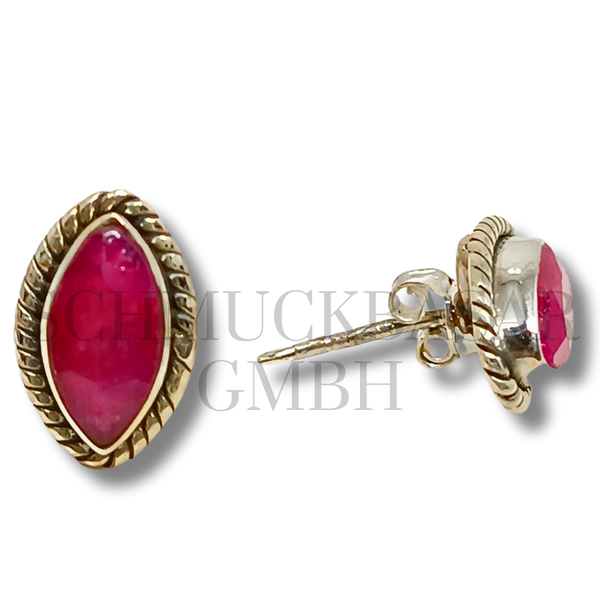 SILVER RUBY STONE EARRINGS