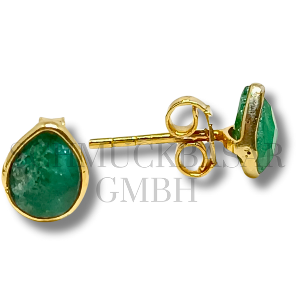 GOLD PLATED EMERALD STONE EARRINGS