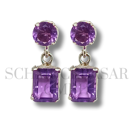 SILVER AMETHYST STONE EARRINGS