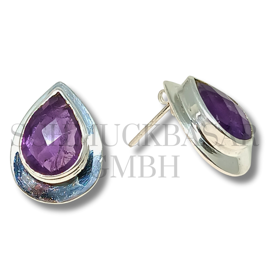 SILVER AMETHYST STONE EARRINGS