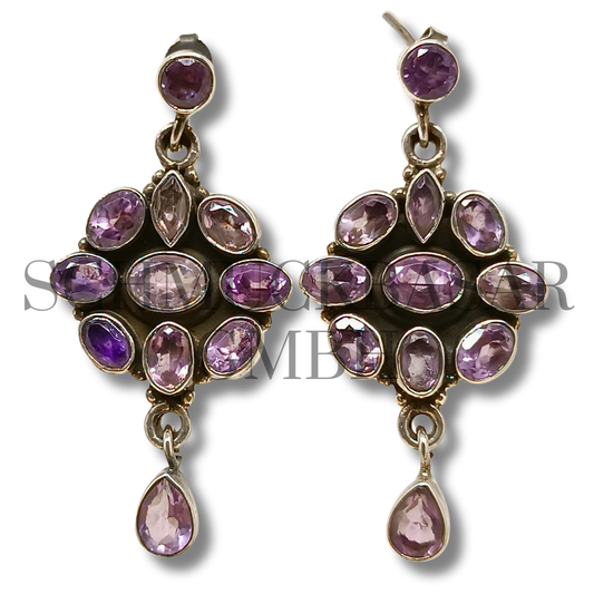 SILVER AMETHYST STONE EARRINGS