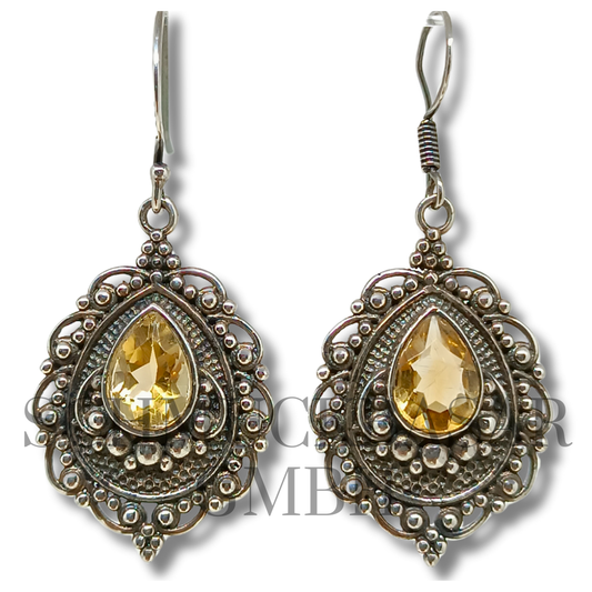 SILVER CITRINE STONE EARRINGS