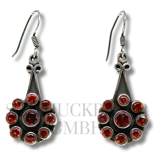 SILVER GARNET STONE EARRINGS