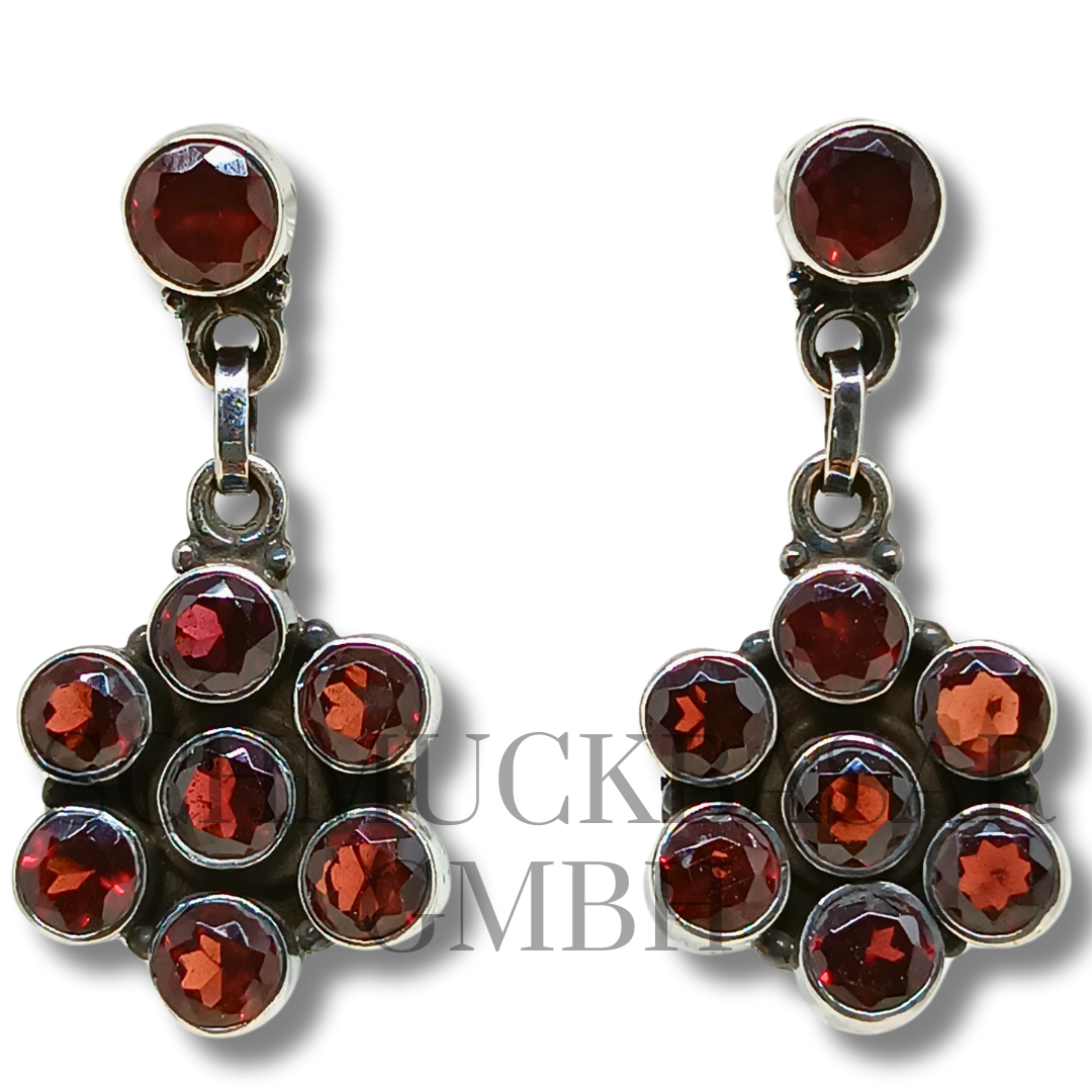 SILVER GARNET STONE EARRINGS