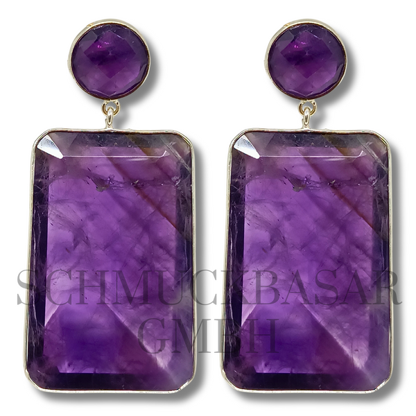 SILVER AMETHYST STONE EARRINGS