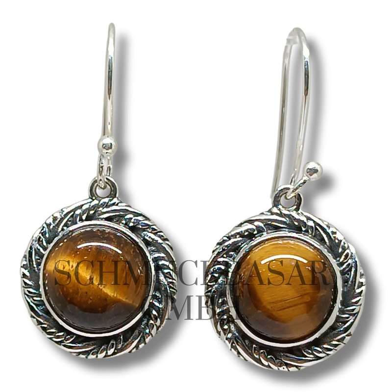 SILVER TIGER EYE STONE EARRINGS