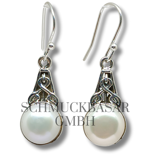 SILVER PEARL STONE EARRINGS