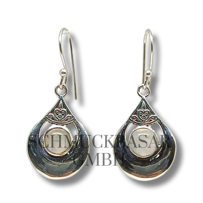 SILVER R.MOONSTONE STONE EARRINGS