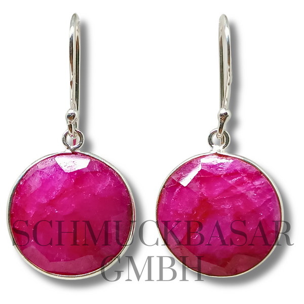 SILVER RUBY STONE EARRINGS