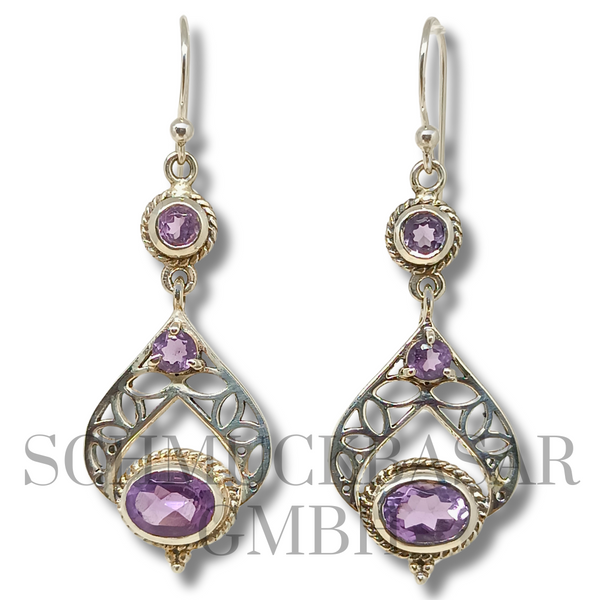 SILVER AMETHYST STONE EARRINGS