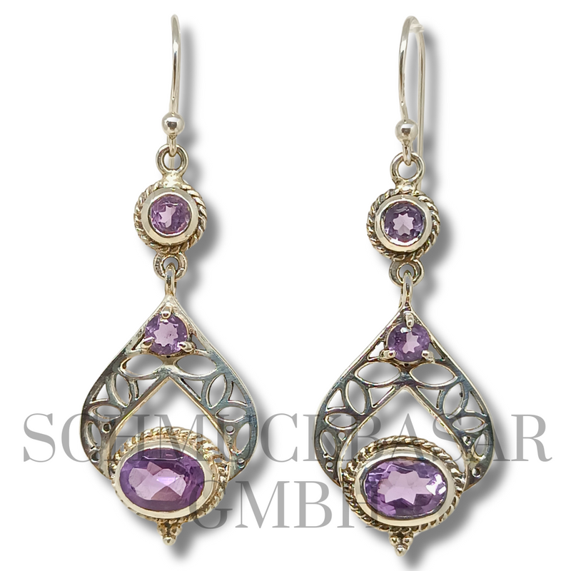 SILVER AMETHYST STONE EARRINGS