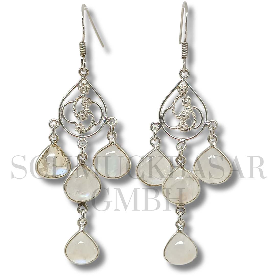 SILVER R.MOONSTONE STONE EARRINGS