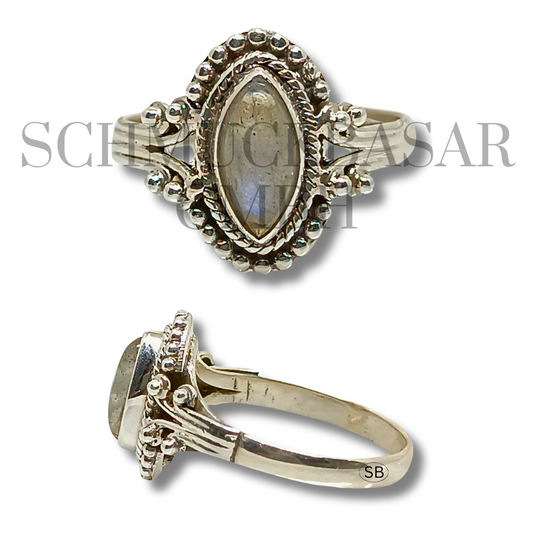 SILVER LABRADORITE STONE RINGS