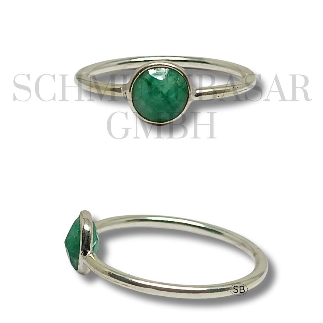 SILVER EMERALD STONE RINGS