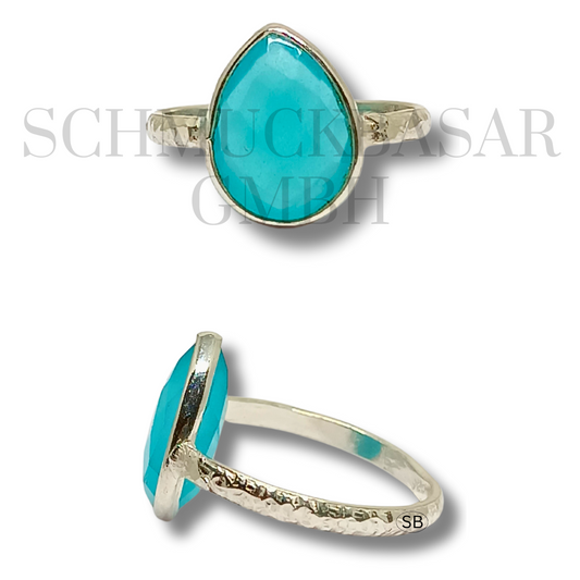 SILVER AQUA CHALCEDONY STONE RINGS