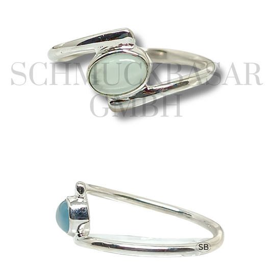 SILVER AQUA CHALCEDONY STONE RINGS