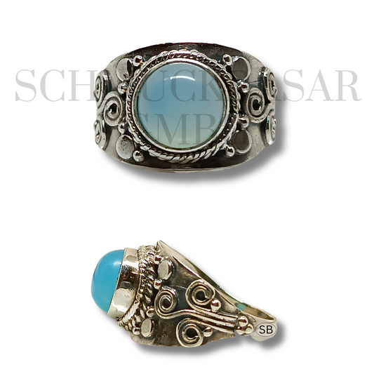 SILVER BLUE CHALCEDONY STONE RINGS