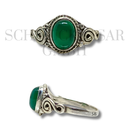 SILVER GREEN ONYX STONE RINGS