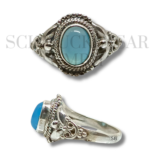 SILVER BLUE CHALCEDONY STONE RINGS